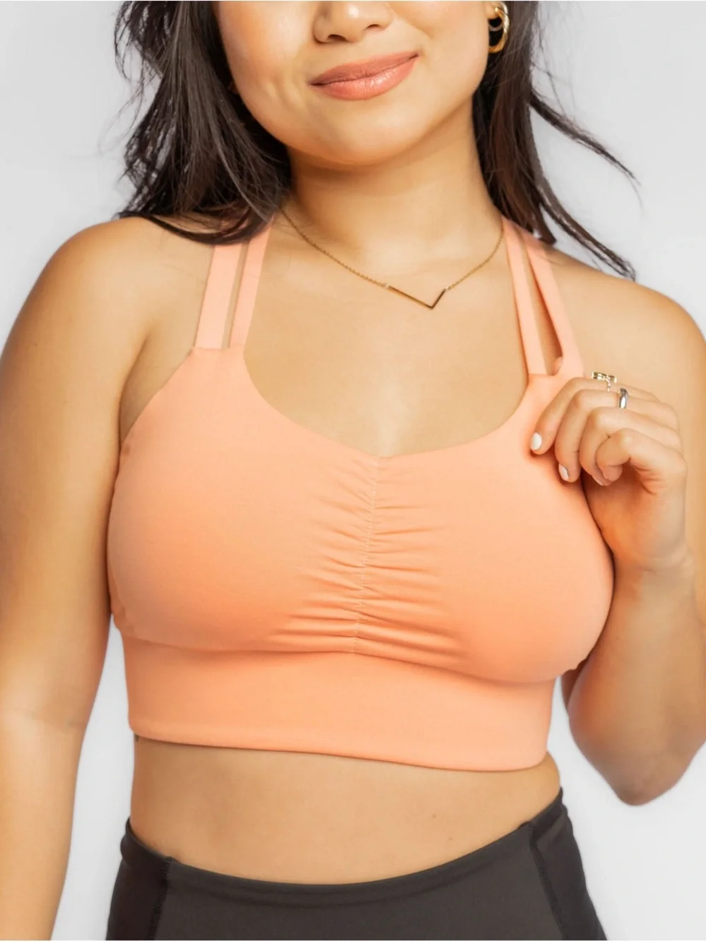 Peach Halter Ruched Sports Bra - Women Intimates & Sleepwear - Picture 2 of 7